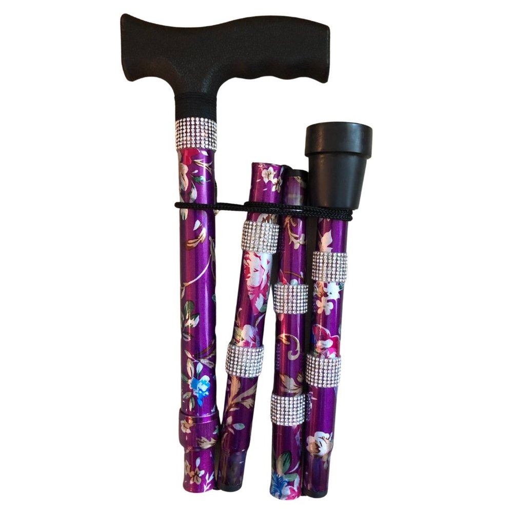 Purple Floral Diamond Cane